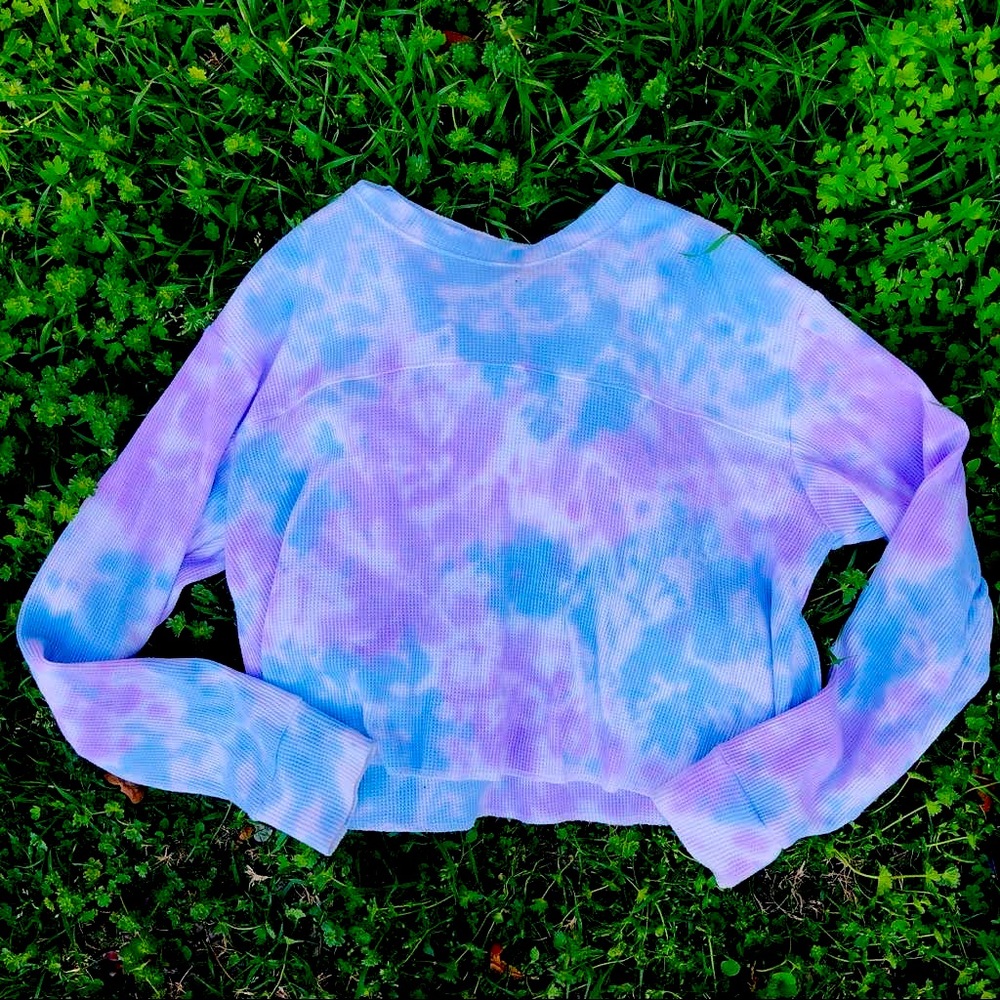 Wild Fable Waffle Knit Tie Dye Thermal Top (lavender, blue, & white)